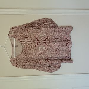 Brina & Em Burgundy & Beige Blouse